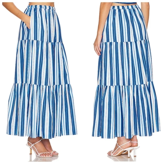 New Solid & Striped The Naomi Top & The Addison Skirt Set Marina Blue NWT Large - Picture 5 of 10